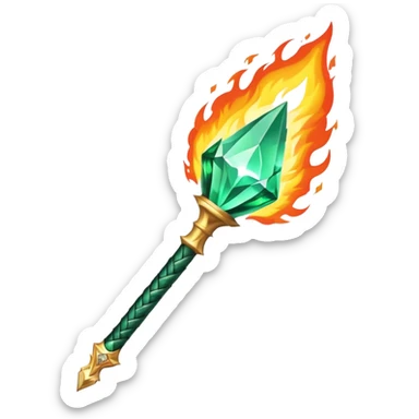emerald spike flame burning fire sword with a diamond mace sticker