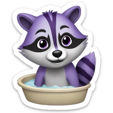 Purple raccoon washing sticker