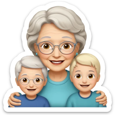 Grandma and grandkids sharing a joyful moment sticker