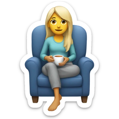 Girl with heating pad and tea  sticker