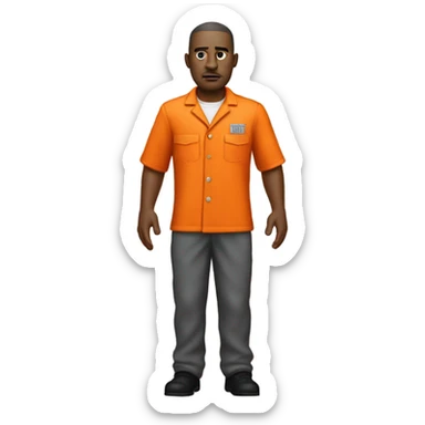 white American prisoner in an orange uniform. very realistic and detailed sticker