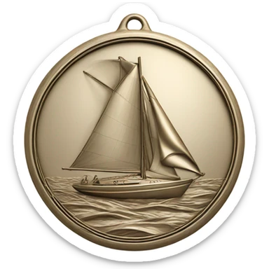 sailing medal with boat in background sticker