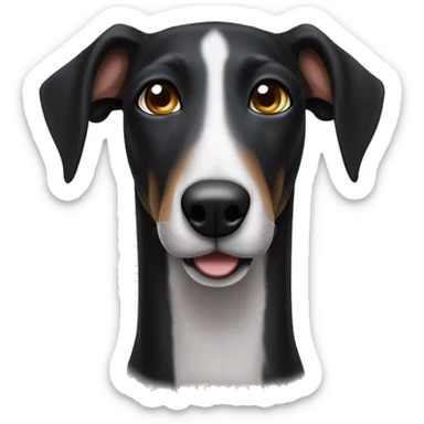 black hound dog greyhound with white chest and brown eyes sticker