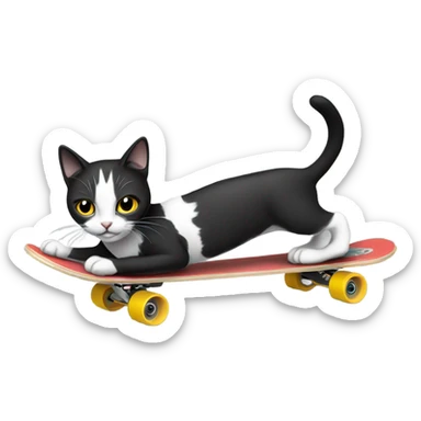 Black and white cat skateboarding  sticker