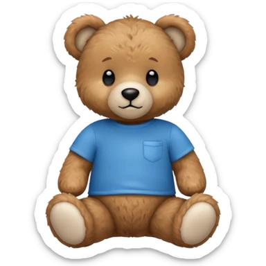 teddy bear wearing a blue tshirt sticker