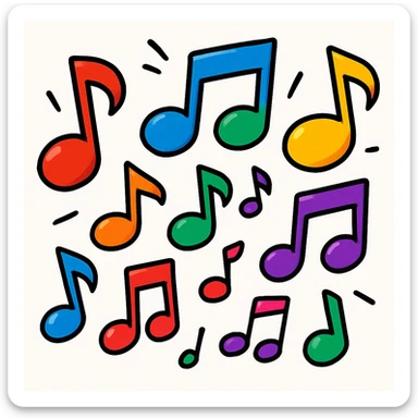 colorful playful music notes drawing sticker