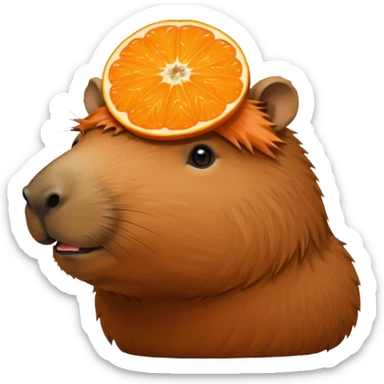 capybara with orange on head sticker