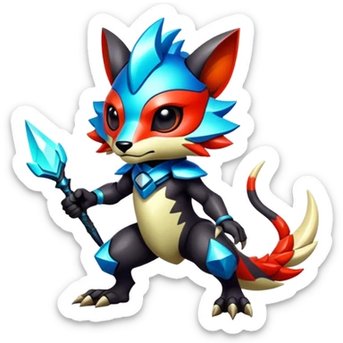 Shiny Epic Edgy Cool Colorful Vibrant Modern Vernid-Protogen-creature-animal, full body sticker