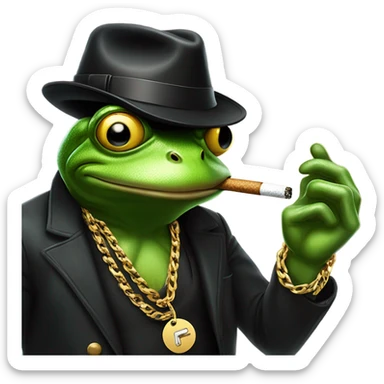 Frog meme mixed with gangster  sticker