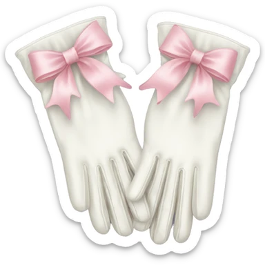 vintage rococo white gloves with light pink bows  sticker