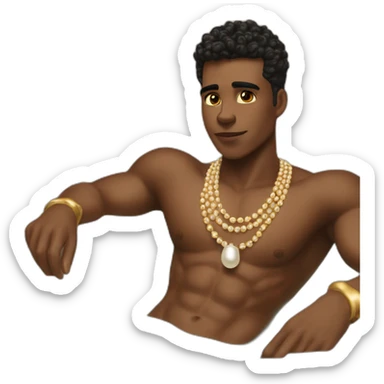 Posh-muscle-boy-pearl-necklace-in-golden-bathtub sticker