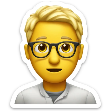 Regular yellow emoji with glasses and one eye twitching  sticker