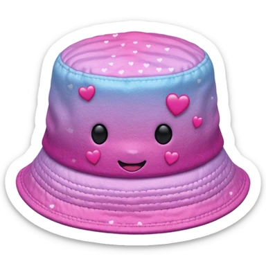 Pink ombre bucket hat with hearts and glitter sticker