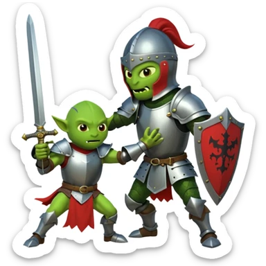 Knight fight against a goblin sticker