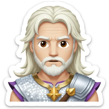 Jupiter, God of Thunder from Gods and Goddesses with long white hair, white sequin outfit sticker