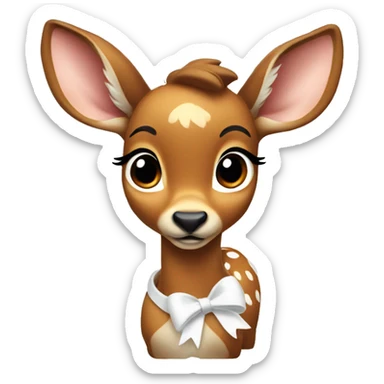 bambi with a white bow sticker