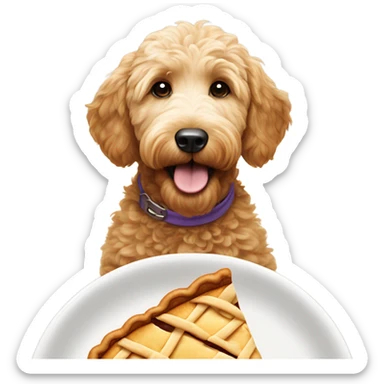 Goldendoodle eating pie sticker
