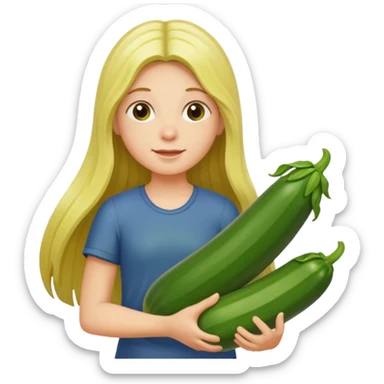 peppermint with long hair carrying a zucchini sticker