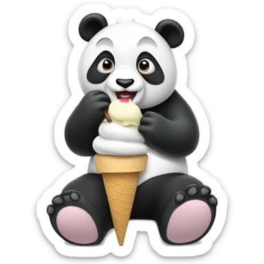 Panda eating ice cream sticker