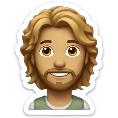 light brown guy with beard long hair attached sticker