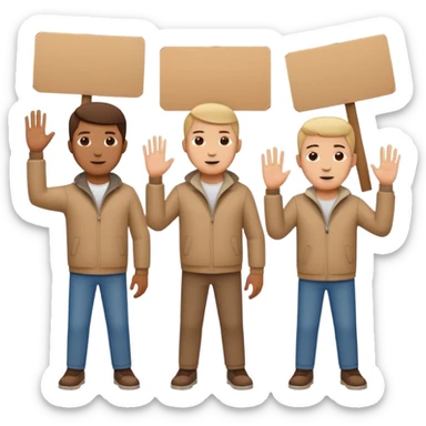 men with cardboard in hands stopping cars sticker