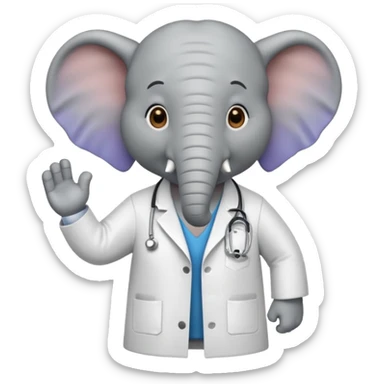 Soccer playing elephant which wears doctor's white coat. sticker