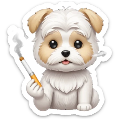 White morkie smoking cig sticker