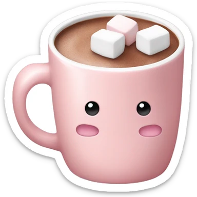 Light Pink mug of hot chocolate with marshmallows  sticker