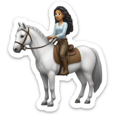 women on a horse with 54 sticker