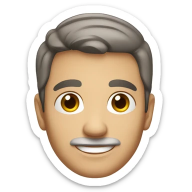 An mature Italian man with light skin, short dark brown  hair, a smiling face without moustache sticker
