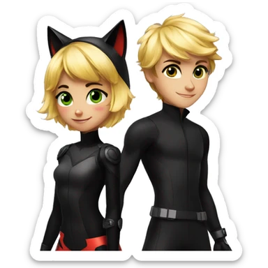 miraculous ladybug and cat noir sticker
