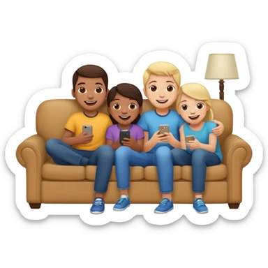 siblings sharing in a living room sticker