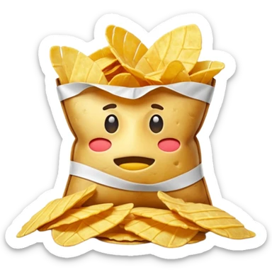 potato chips with taped mouth sticker