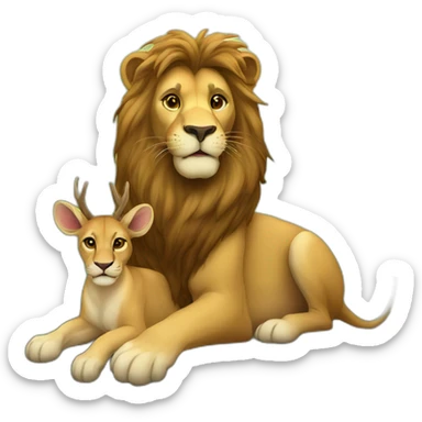 Lion pets deer sticker