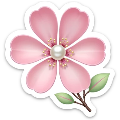 light pastel sakura flower with pearl beaded outline sticker