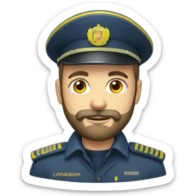 Ukrainian policeman with a beard sticker