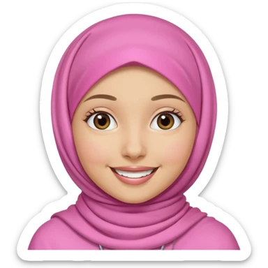 A medium light skin girl with pink hijab smile happily sticker