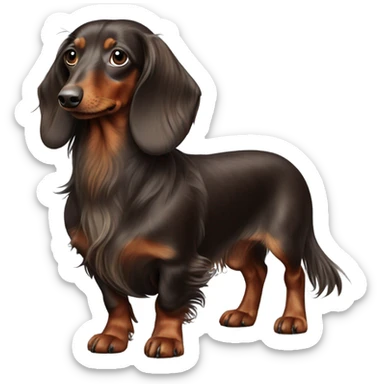 brown dapple long haired Dachshund full body sticker