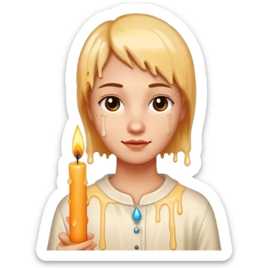 Candle on the hand of person sticker