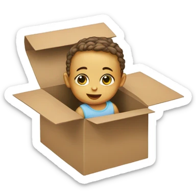 baby coming from the box sticker