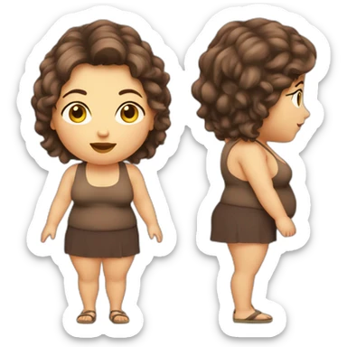 obese-jeune-woman-big-belly-cheveux-long-marron sticker