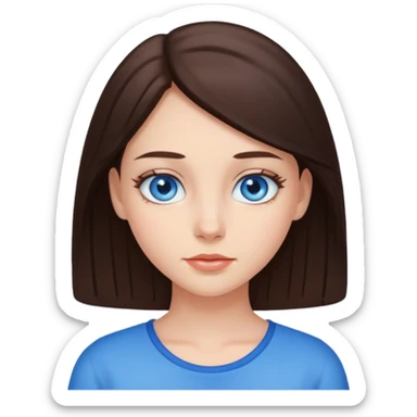 brunet girl with and blue eyes  sticker