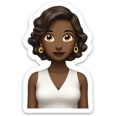 A girl in gold earrings with dark brown hair beautiful looks slightly swarthy  sticker