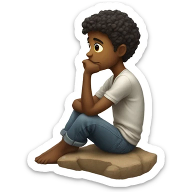 Thoughtful boy in contemplation sticker