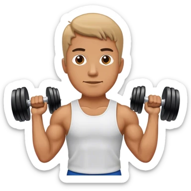 man holding dumbbells by his body side sticker