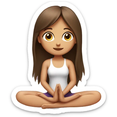girl with long brown hair and bangs doing yoga sitting pose sticker