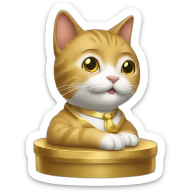 cat secretary sitting on top of the gold cloud sticker