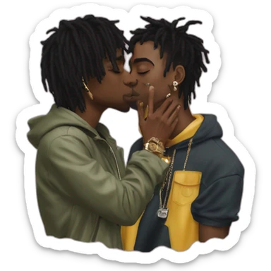 Playboi carti and lil Uzi vert kissing rappers sticker
