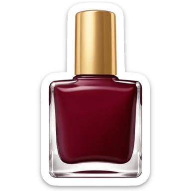 Dark wine red nail polish in a bottle square  with a gold lid sticker