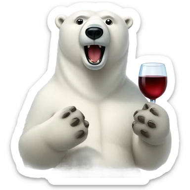 polar bear with wine sticker